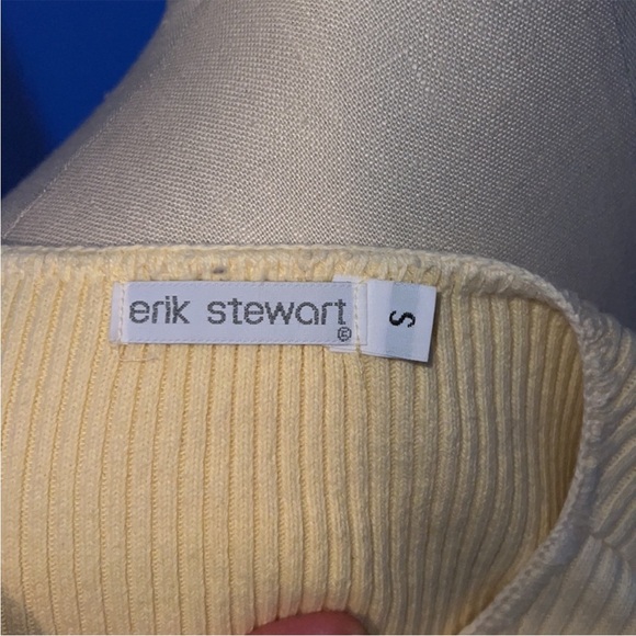 Erik Stewart Yellow Ribbed Button-Up Cardigan Size Small 100% Cotton - Picture 5 of 5